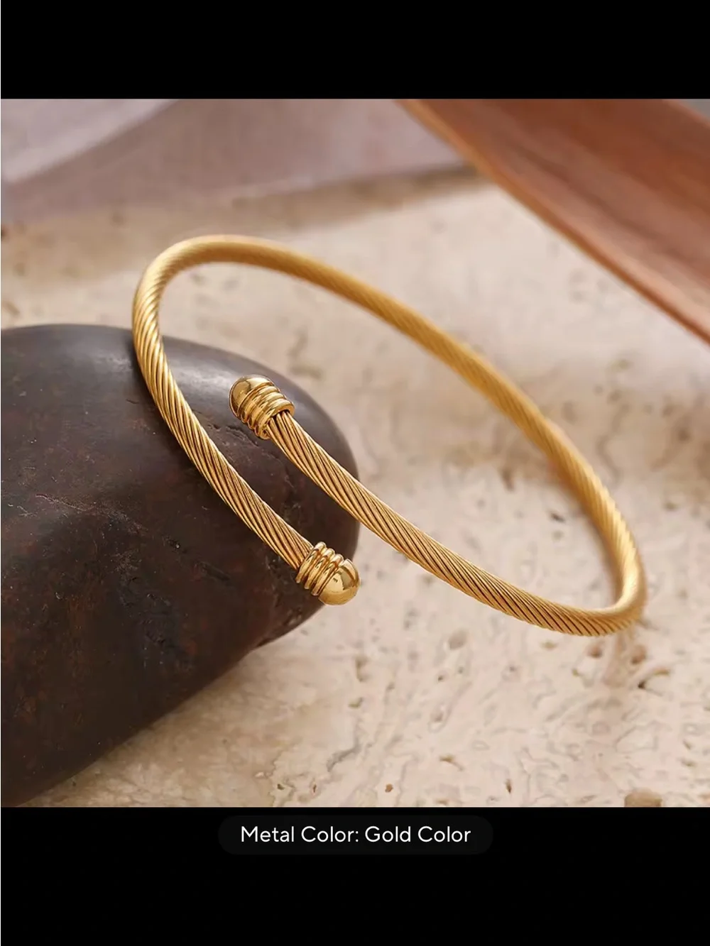 Women’s Gold-Tone Twisted Cable Open Cuff Bracelet